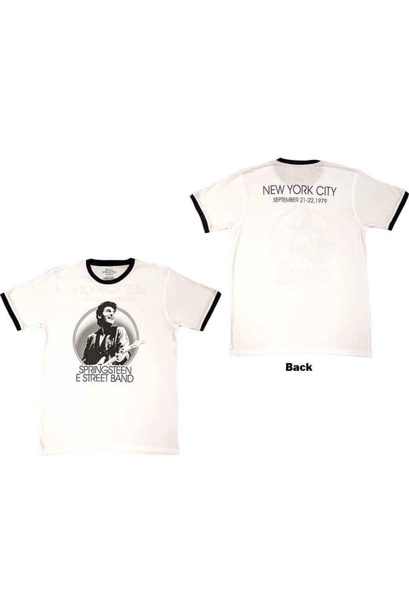 Bruce Springsteen Unisex Ringer T-Shirt: NYC (Back Print) (Large)