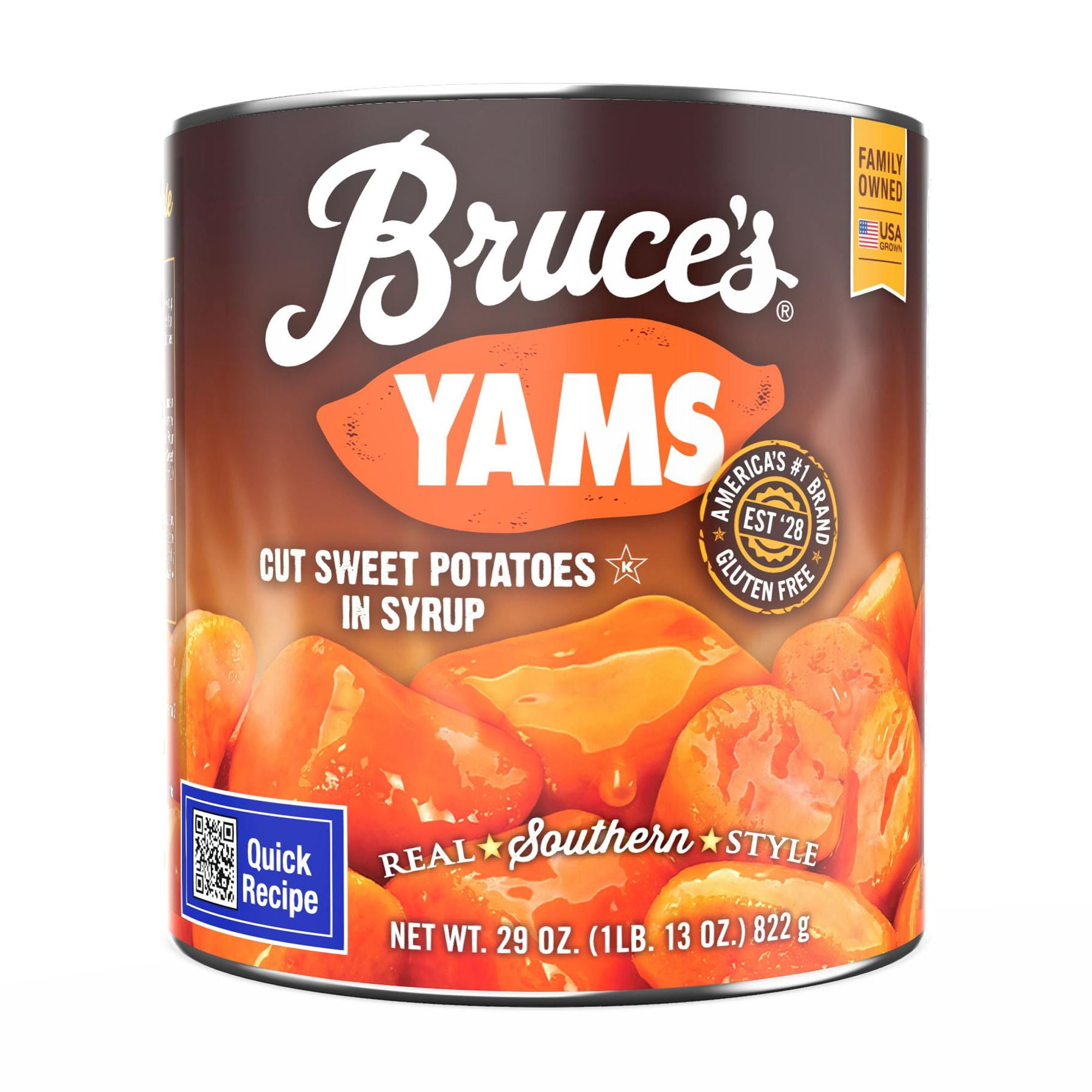 Bruce's Yams Cut Sweet Potatoes in Syrup, 29 oz Can, Allergen-Free