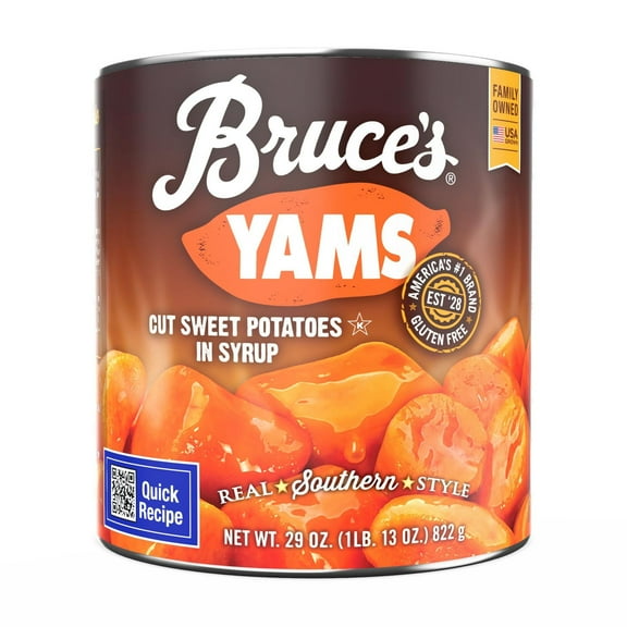 Bruce's Yams Cut Sweet Potatoes in Syrup, 29 oz Can, Allergen-Free
