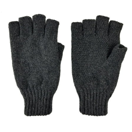 Bruceriver Men's Half Finger Wool Knit Glove with Thinsulate Lining, Gray, One Size