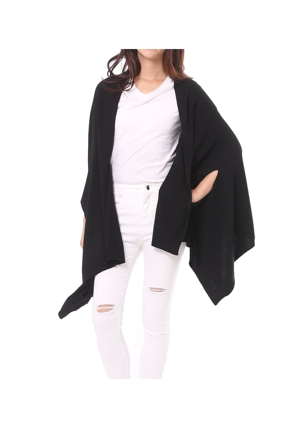 Relaxed Fit Sleeveless Solid Print Poncho Scarf (Women's)