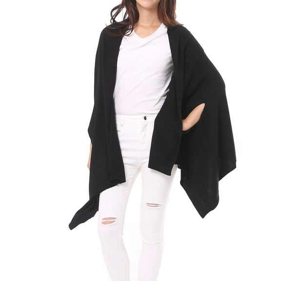 Bruceriver Women's Lightweight Relaxed Fit Sleeveless Solid Poncho Scarf