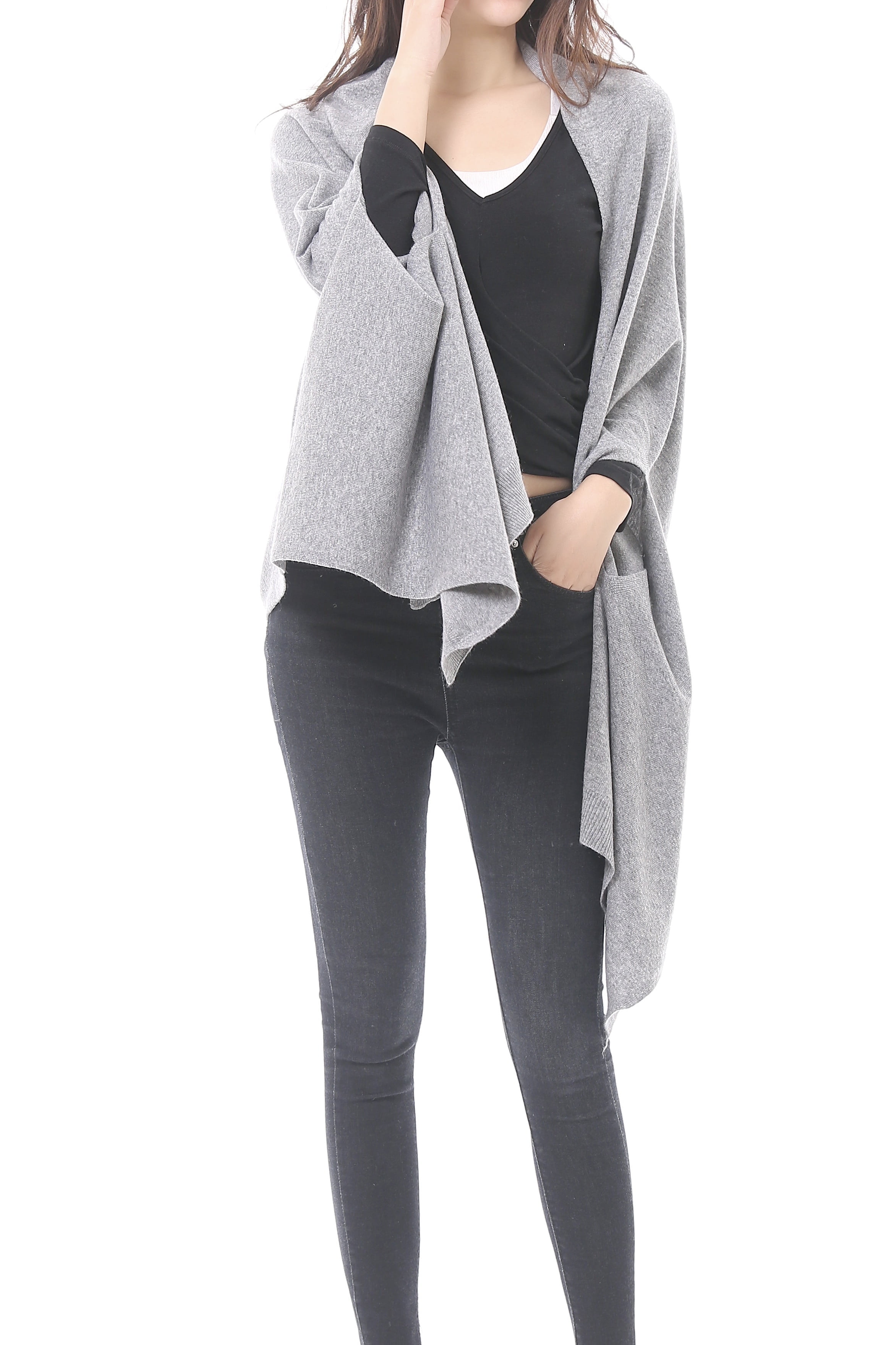 Bruceriver Women's Versatile Multi Style Long Knit Lightweight Poncho ...
