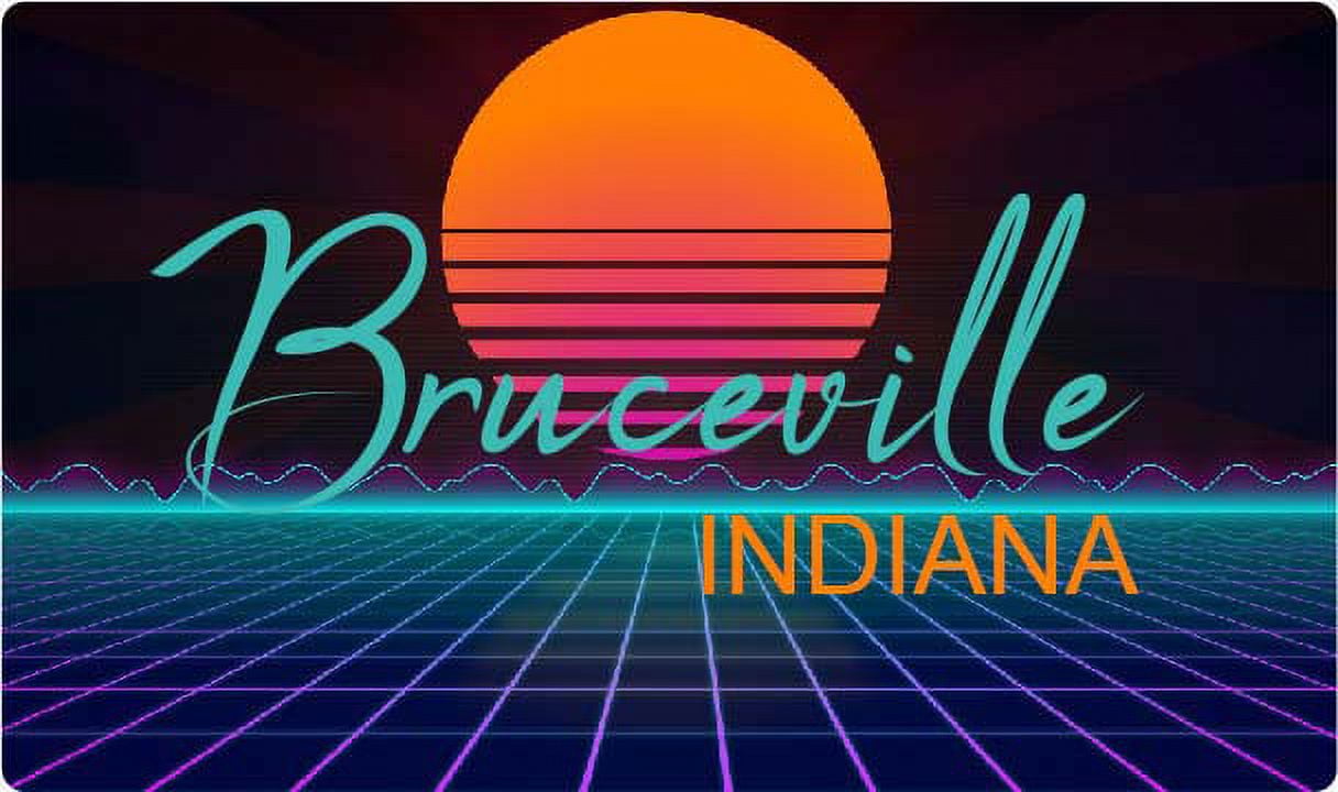 Bruceville Indiana 2 X 1.25-Inch Vinyl Decal Stiker Retro Neon Design ...