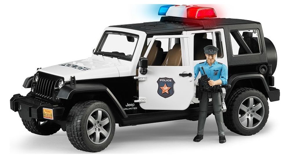 Bruder 02526 Jeep Rubicon Police Car + Light Skin Policeman - image 1 of 5