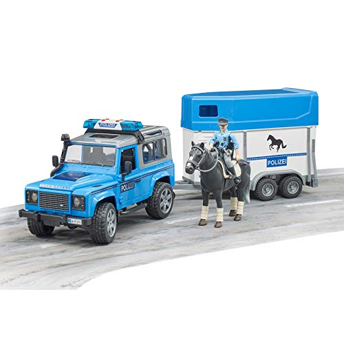 Bruder 02588 Land Rover Police Vehicle w Horse Trailer, Horse and ...