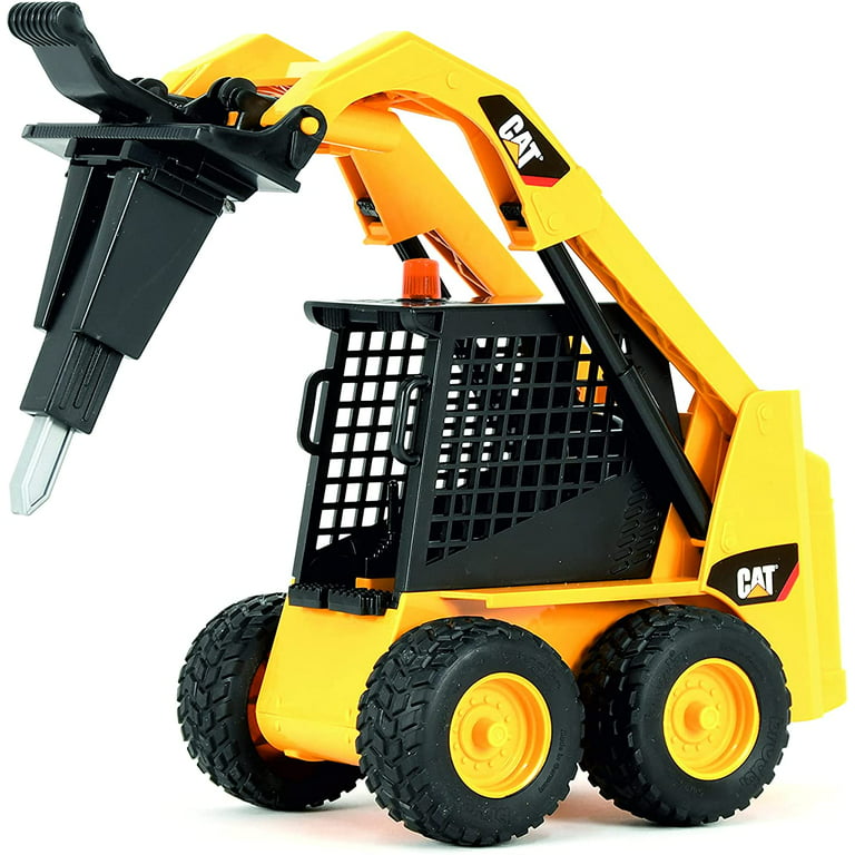 Bruder 09047 Caterpillar Skid Steer Forklift Loader Toy with Jackhammer and  Accessories 