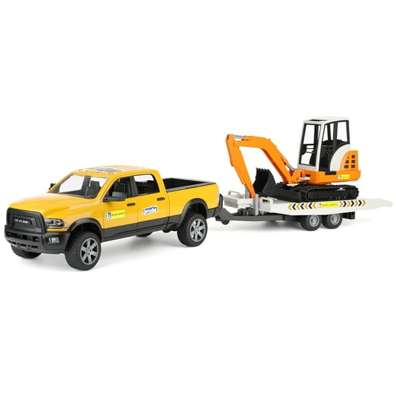 Bruder #2546 RAM Rental Service with Trailer and Mini Excavator - Brand New!