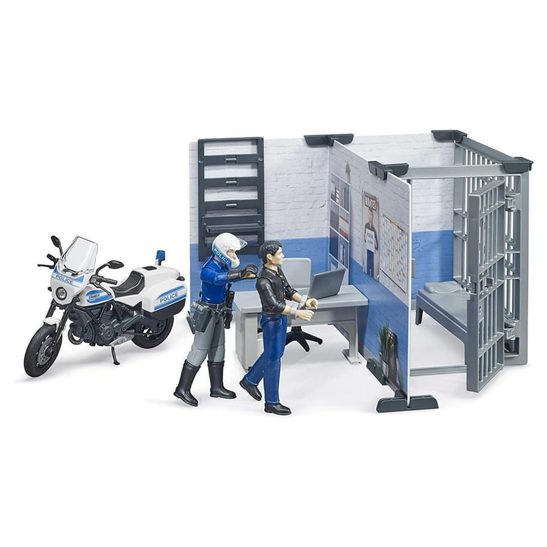 Bruder Bworld Police Station Toy with Police Motorbike - Emergency