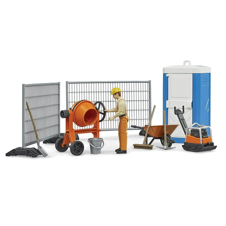 Bruder Bworld Toy Construction Set: Mixer, Railings, Figure