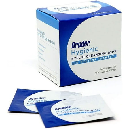 Bruder Hygienic Eyelid Cleansing Wipes | Rinse-Free Exfoliating Wipes Remove Excess Oil and Debris from Eyelids & Lashes | Remove Make Up & Oil l Eye Care l Non-Allergenic l 30 Count Box