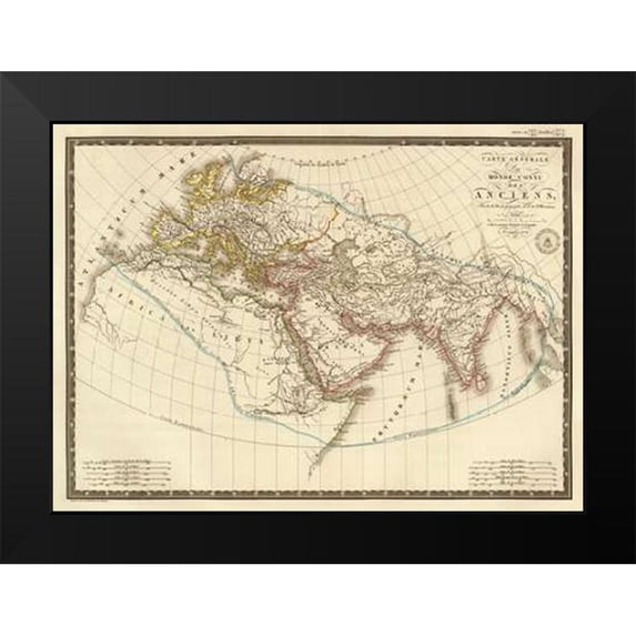 Brue, Adrien Hubert 24x19 Black Modern Framed Museum Art Print Titled - Monde connu des anciens, 1821