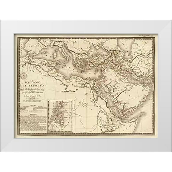 Brue, Adrien Hubert 24x19 White Modern Wood Framed Museum Art Print Titled - Geographie des Hebreux, 1821