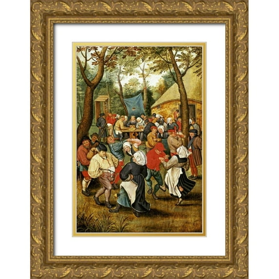 Bruegel, Pieter the Elder 11x14 Gold Ornate Wood Framed with Double Matting Museum Art Print Titled - The Wedding Feast
