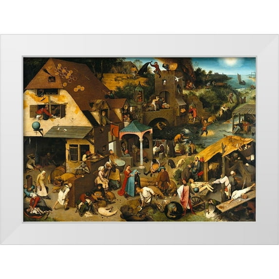 Bruegel the Elder, Pieter 14x11 White Modern Wood Framed Museum Art Print Titled - Netherlandish Proverbs