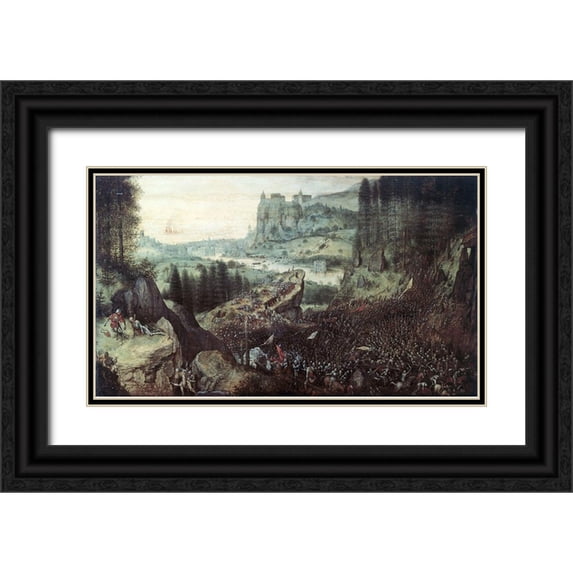 Bruegel the Elder, Pieter 24x16 Black Ornate Wood Framed with Double Matting Museum Art Print Titled - Suicide of Saul