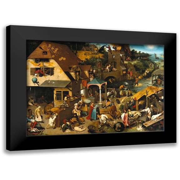 Bruegel the Elder, Pieter 24x18 Black Modern Framed Museum Art Print Titled - Netherlandish Proverbs
