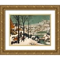 thumbnail image 1 of Bruegel the Elder, Pieter 24x19 Gold Ornate Wood Framed with Double Matting Museum Art Print Titled - Hunters in the Snow (Winter), 1 of 4