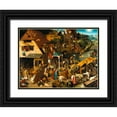 thumbnail image 1 of Bruegel the Elder, Pieter  32x25 Black Ornate Wood Framed with Double Matting Museum Art Print Titled - The Dutch Proverbs, 1 of 4