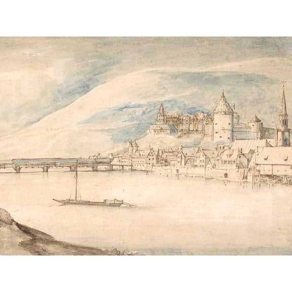 Brueghel Elder View Of Heidelberg Drawing Extra Large XL Wall Art Poster Print