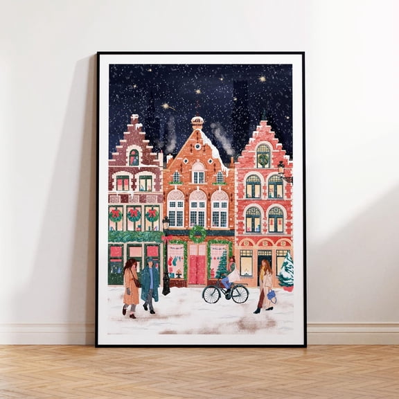 Bruges At Christmas Art Decor Belgium Markt Brugge Travel Brussels, Unframed Poster