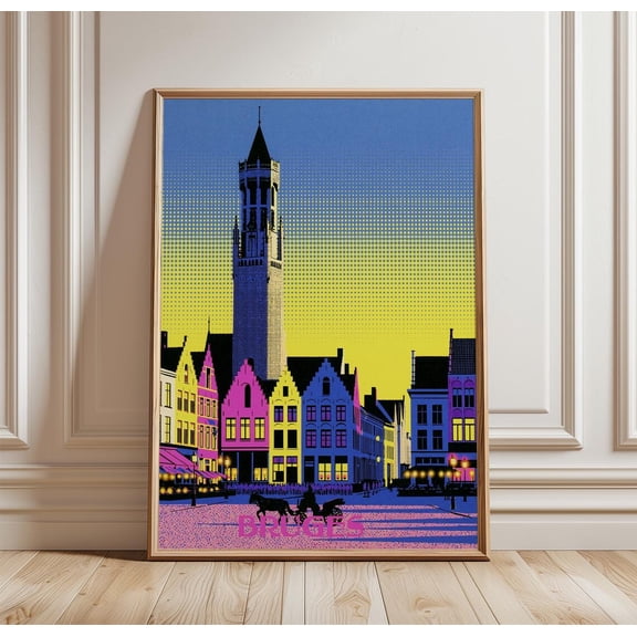 Bruges Market Square Travel City Print Architecture Wall Art, Unframed Paper Print