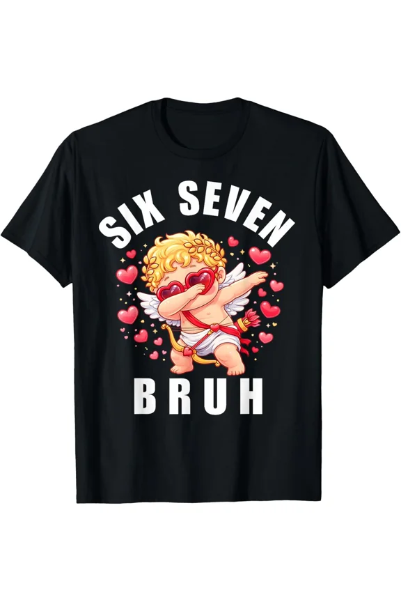 Bruh 67 Six Seven Meme Funny Cupid Dabbing Valentine Holiday Seasonal Unisex T-Shirt ,up to size 5XL