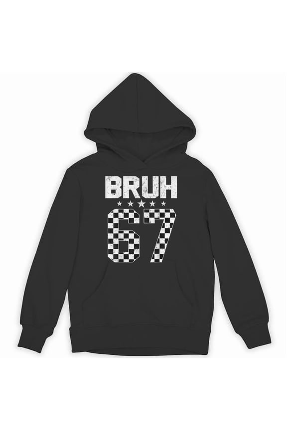 Bruh 67 Six Seven Meme Funny Gen Alpha Slang Trendy Sarcastic Viral Graphic Hoodie, for men & women, up to size 5XL