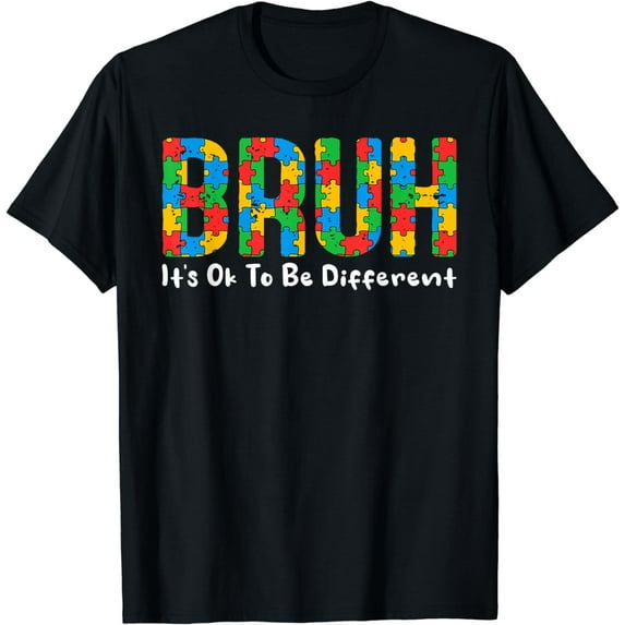 Bruh Autism Awareness Jigsaw Puzzle Pieces Design T-Shirt