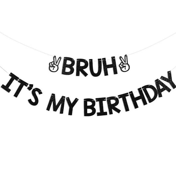 Uooglle Black Glitter Birthday Banner Decorations, Reusable Cardstock Party Decor for Teens and Preteens