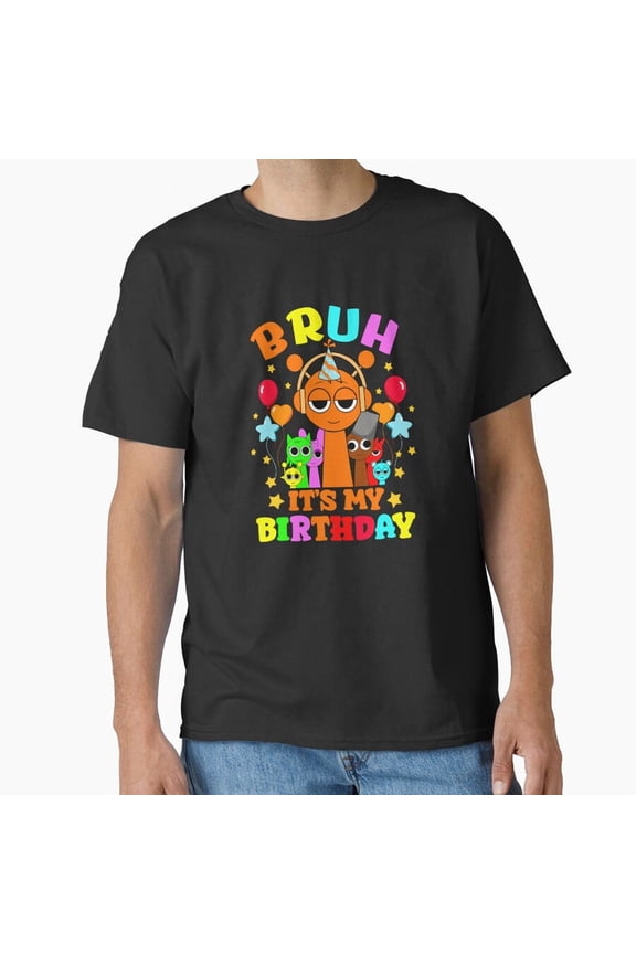 Bruh Birthday Creature Parody with Funny Sprunki Celebration Art Unisex T-Shirt, up to size 5XL