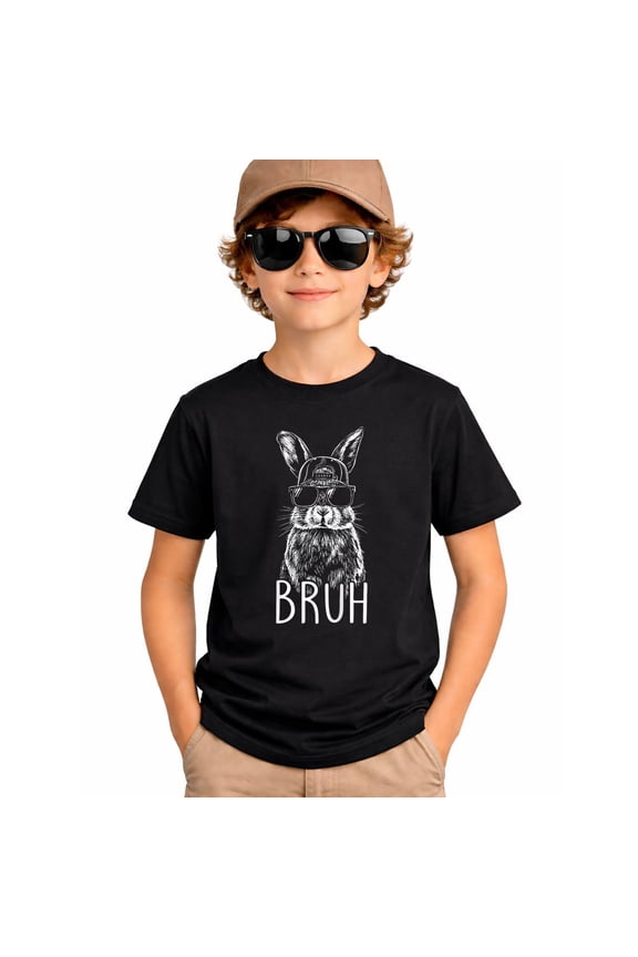 Bruh Bunny Face Sunglasses Cap Easter Day for Boys Kids T-Shirt