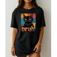 thumbnail image 1 of Bruh Cat Funny Meme T-Shirt with Grumpy Black Cat Face and Retro Sunset Background Perfect for Sarcastic Humor and Cat Lovers, 1 of 5