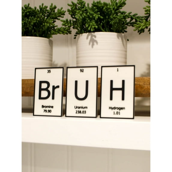 Bruh | Clever Contraption Periodic Table of Elements Wall, Desk or Shelf Sign – Custom Color