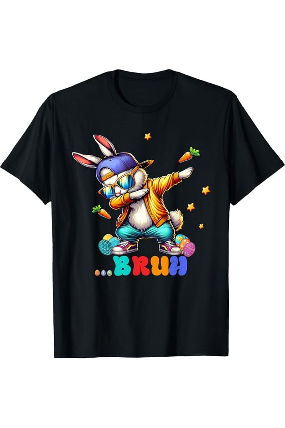 Bruh Dab Bunny Easter Funny Toddler Boys Mens Easter Vintage T-Shirt