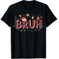 thumbnail image 1 of Bruh Funny Christmas Red Plaid Xmas T-Shirt for Adults Men and Women, 1 of 4