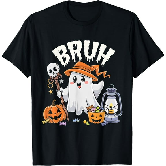 Bruh Ghost Halloween Cute Ghost Candy Kids Funny T-Shirt