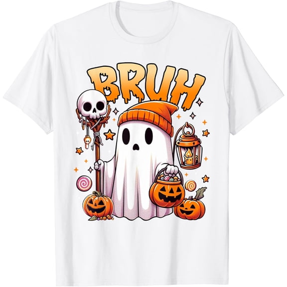 Bruh Ghost Halloween Cute Ghost Trick Or Treat Candy Kids T-Shirt