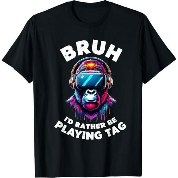 Bruh I'D Rather Be Playing Boys Kids Gorilla Vr Gamer T-Shirt Unisex S-5XL Hot Trending Shirt, Vintage Birthday Gift