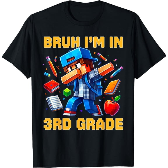 Bruh I'M In 3Rd Grade Dabbing Boys Kids Gamer Back To School T-Shirt