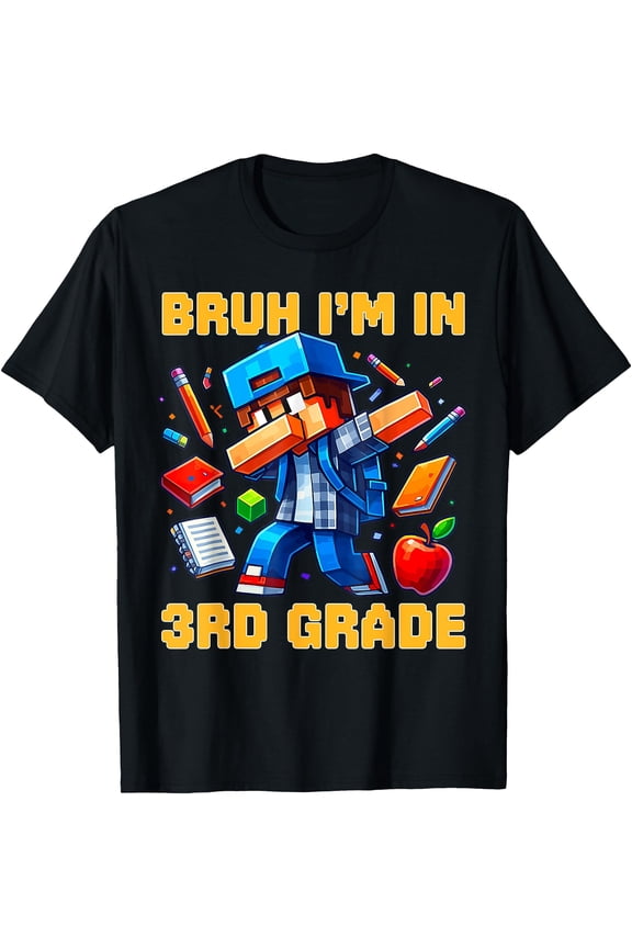 Bruh I'M In 3Rd Grade Dabbing Boys Kids Gamer Back To School T-Shirt