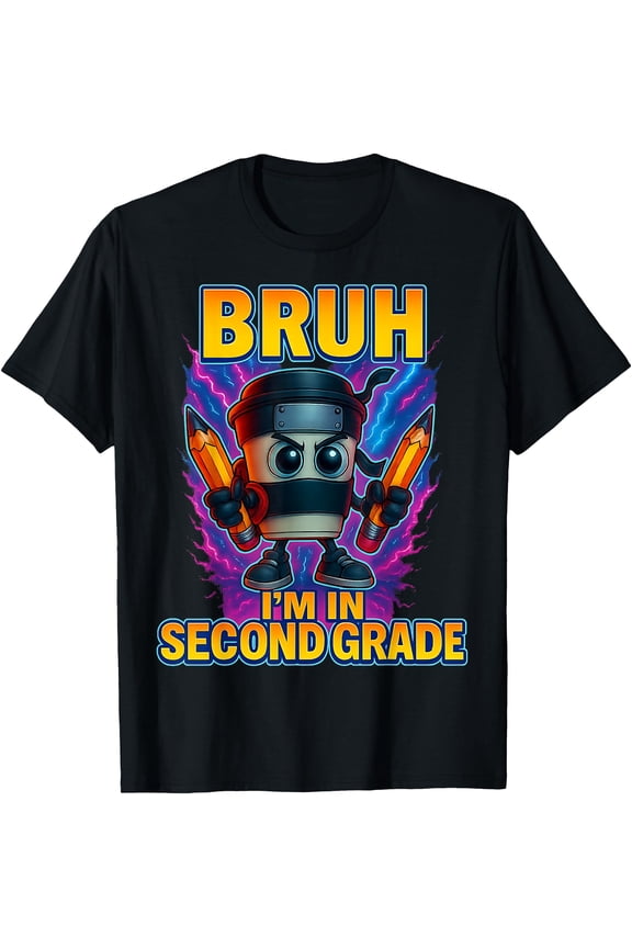 Bruh I'M In Second Grade Italian Brainrot Back To School Mom & Dad And Teacher T-Shirt, Vintage Birthday Gift