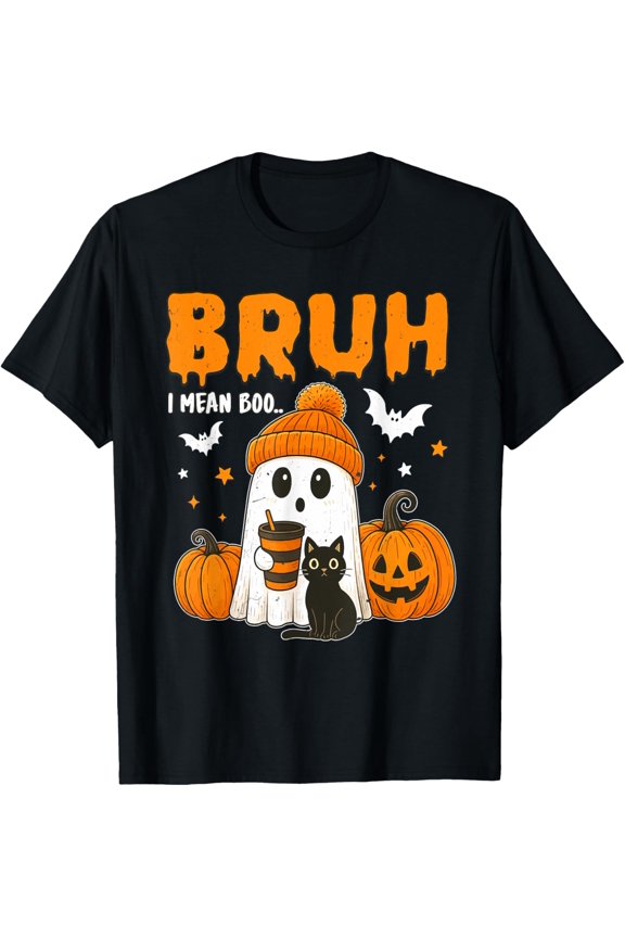 Bruh I Mean Boo Trick Or Treat Ghost Kids Tee