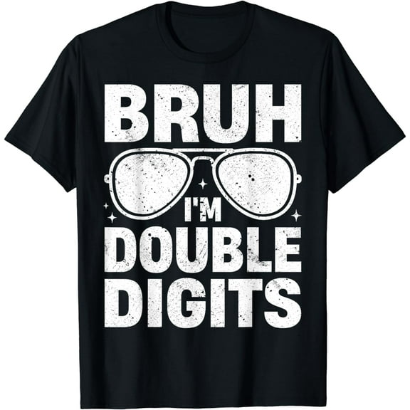 Bruh I'm Double Digits 10th Birthday Retro 10 year Old Boy T-Shirt