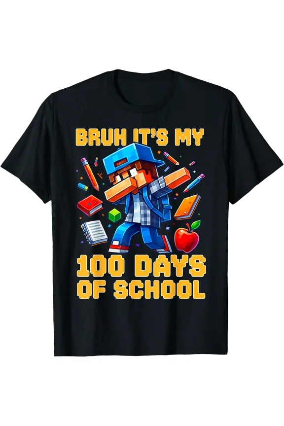Bruh It'S My 100Th Day Of School Boys Kids Gamer 100 Days T-Shirt, Unisex T-Shirt