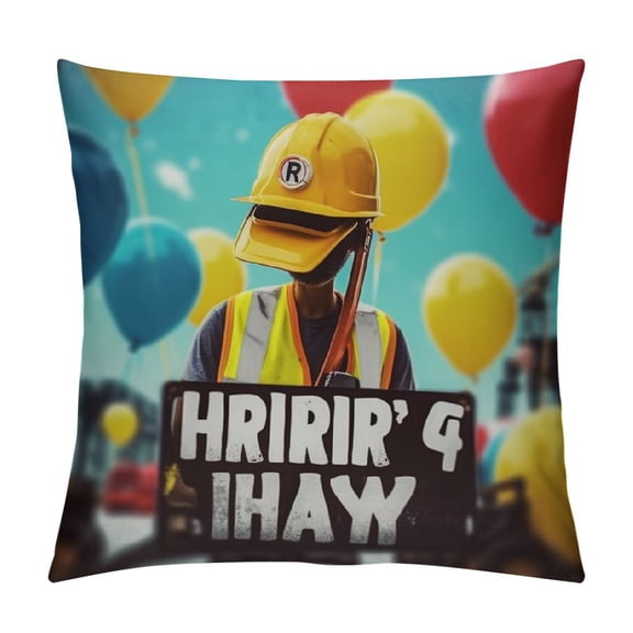 Bruh It's His Birthday Kid Excavator Construction Themed Tee Throw Pillow