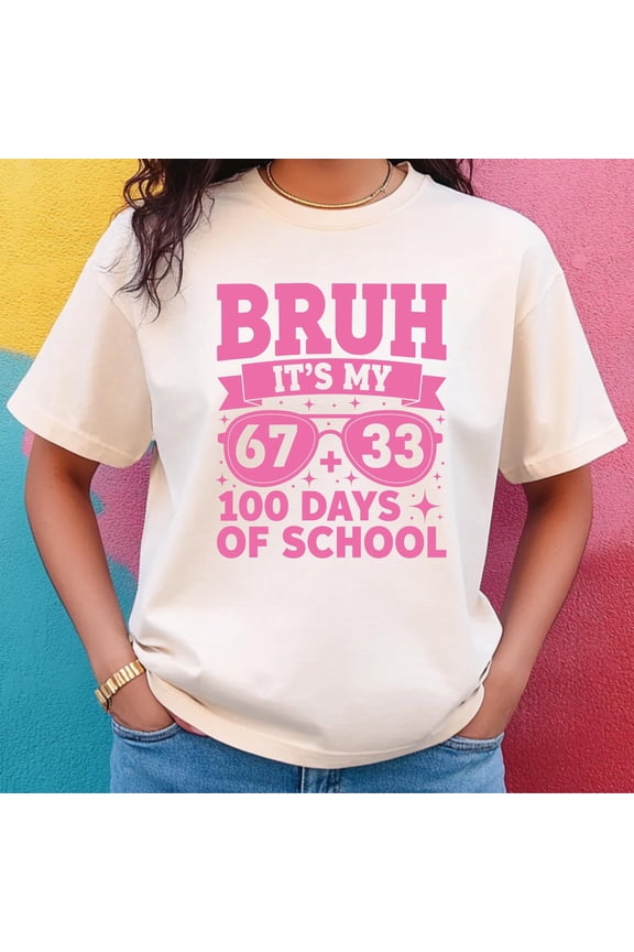 Bruh It s My 100 Days of School Shirt Funny Teacher Shirt 67 33 Trend Meme Tee I Survived