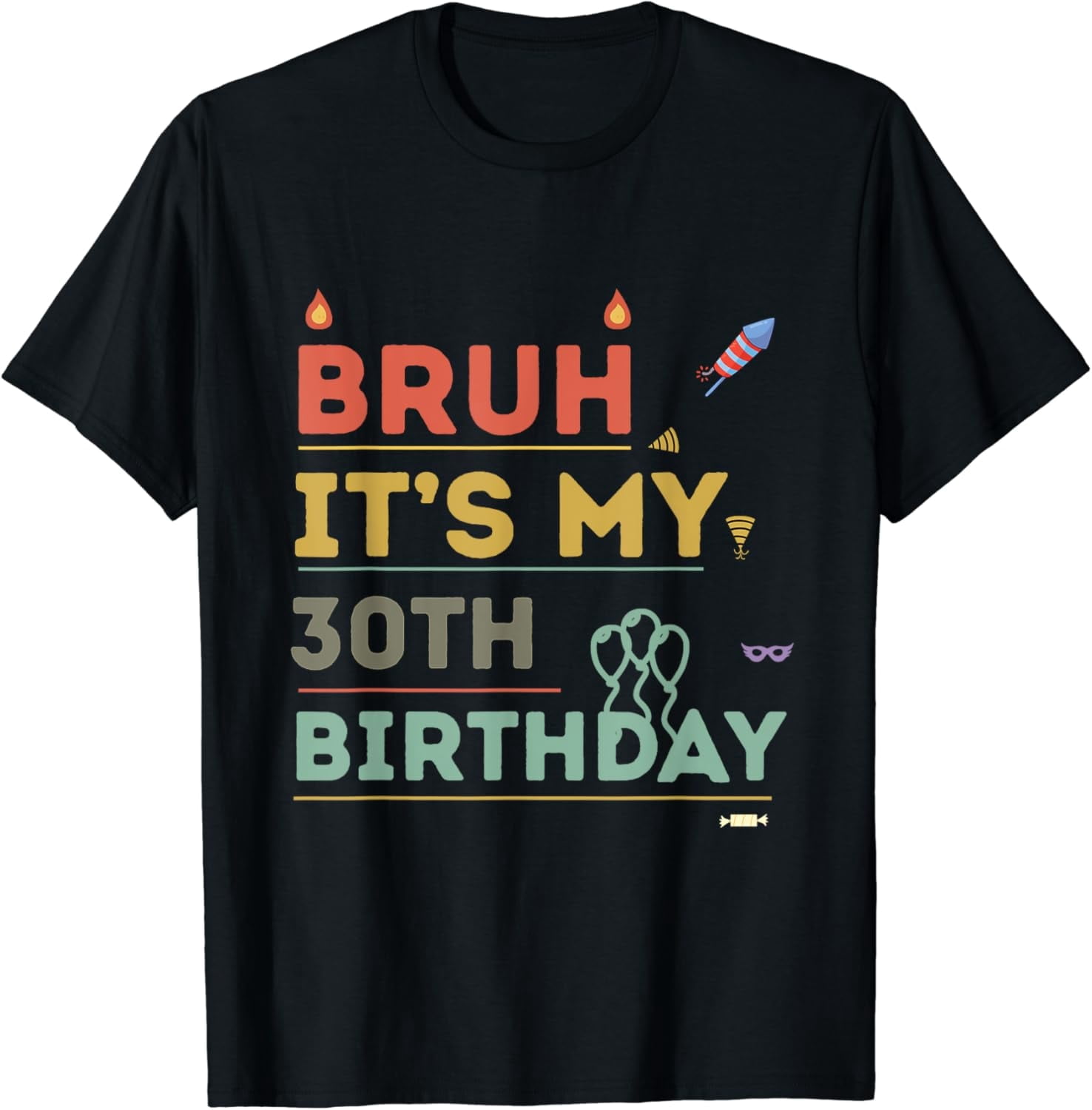 Bruh It's My 30th Birthday Funny Retro Vintage Graphic T-Shirt Men ...