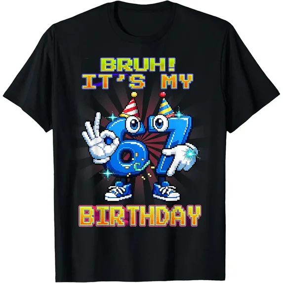Bruh Its My 67 Birthday Boy Funny Brainrot Meme Gift for Kid T-Shirt