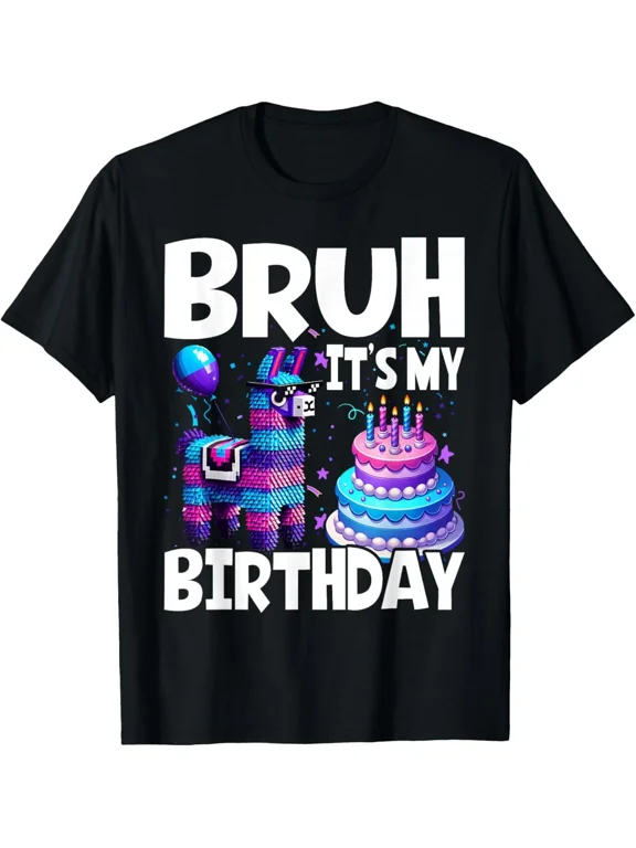 Bruh Its My Birthday Llama Pinata T-Shirt Gift for Dad, Mom, Daughter, Coworker,